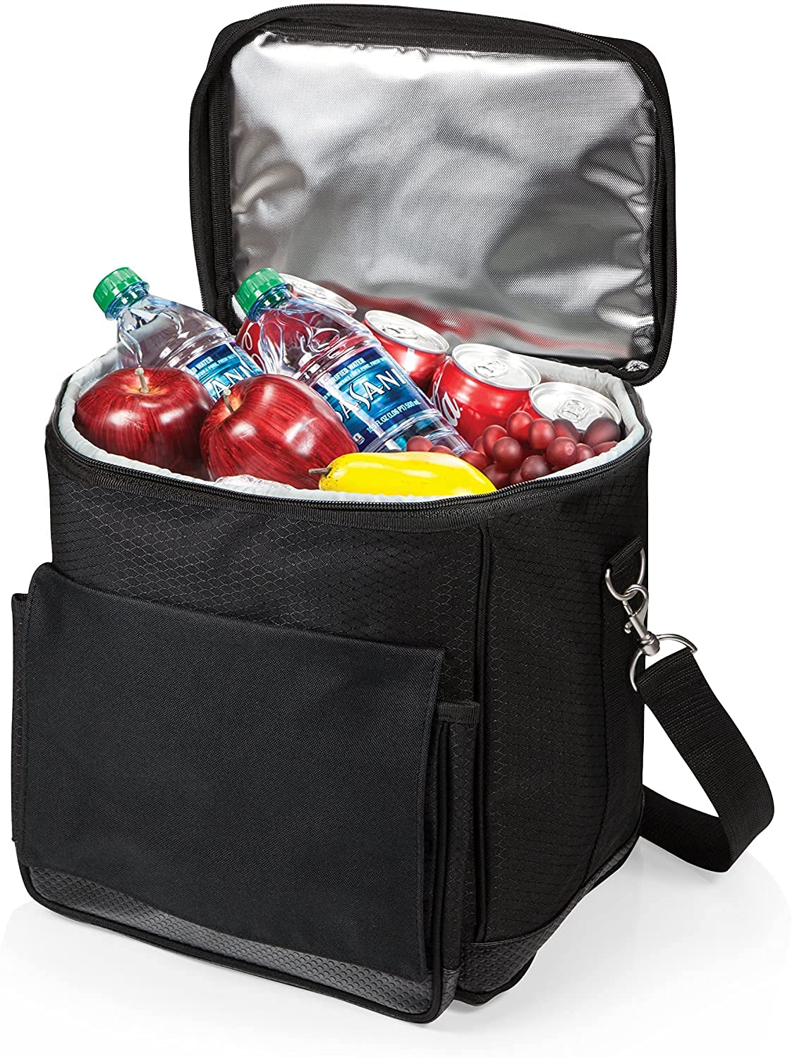PICNIC TIME Cellar 6-Bottle Insulated Wine Carrier & Cooler Tote - Portable Water-Resistant Travel Cooler Bag for Picnics, Beach, Camping & Outdoor Events (Black with Gray Accents)