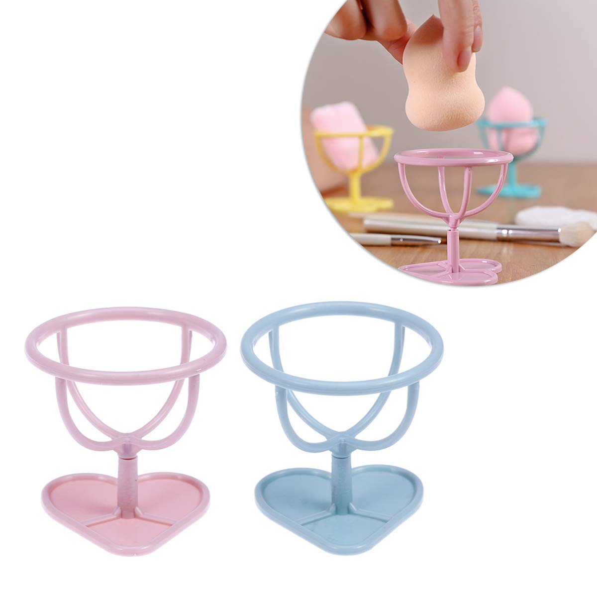 2 Pack Powder Puff Stand - Makeup Sponge Storage Holder & Display Rack for Beauty Blenders, Cosmetic Sponges, and Makeup Puff Support | Perfect for Vanity Organizers, Makeup Artists, and Home Beauty Stations