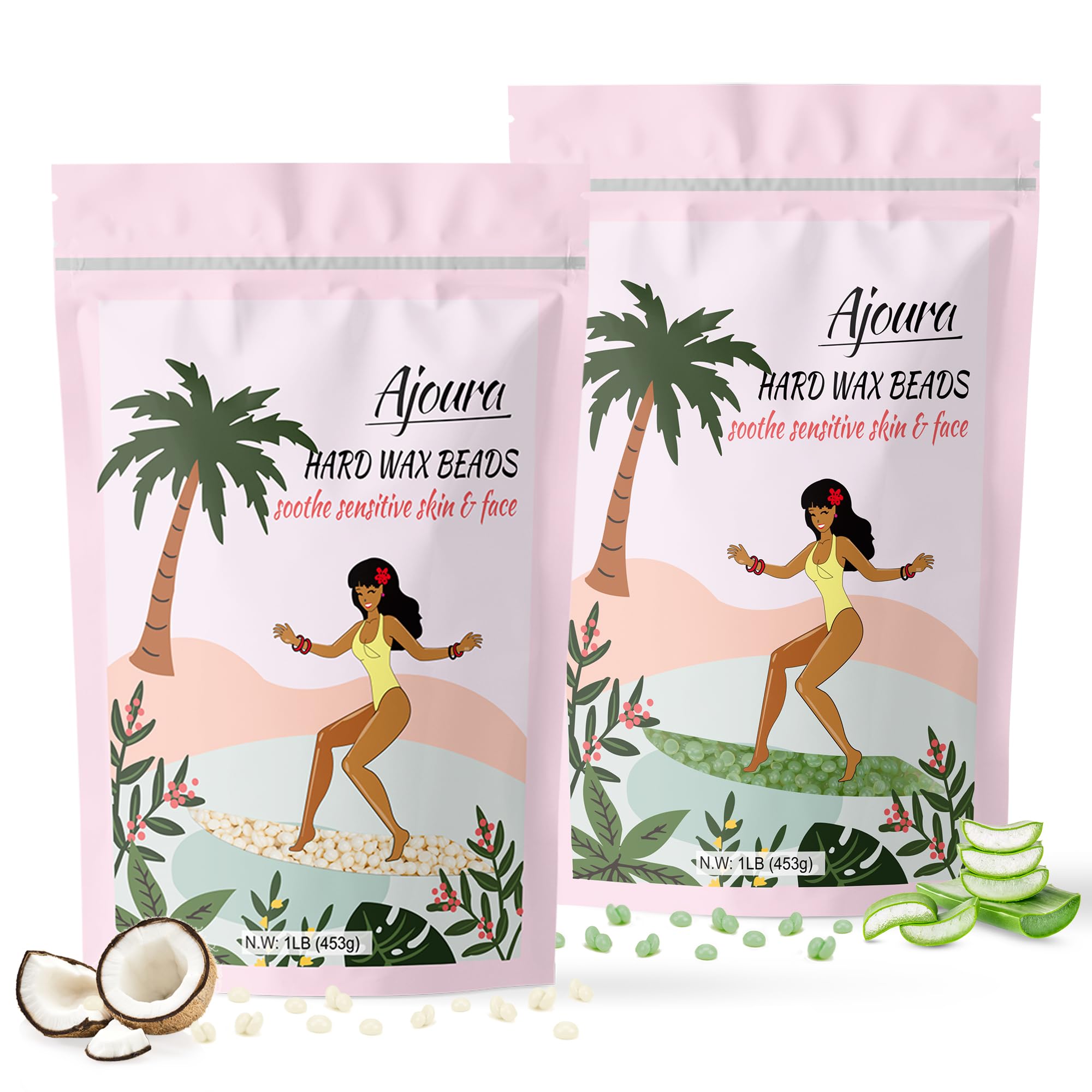 Natural Aloe Vera Wax Hair Removal Beads for Full Body - Gentle & Effective At-Home Hair Removal for Legs, Arms, Bikini Line & Face