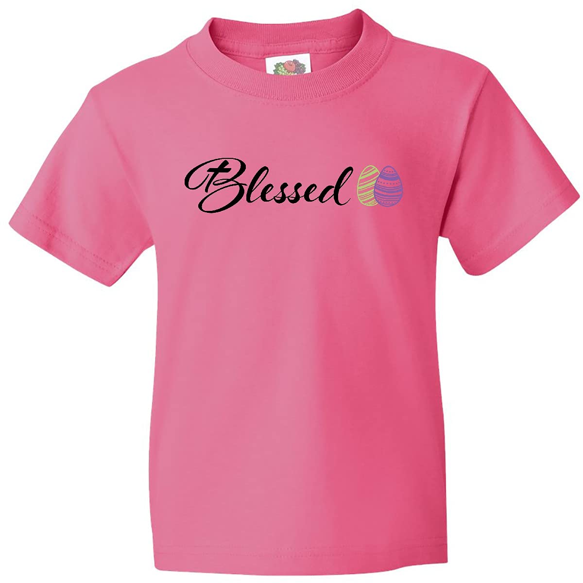 Easter Blessed T-Shirt with Green & Purple Eggs - Youth Holiday Wear