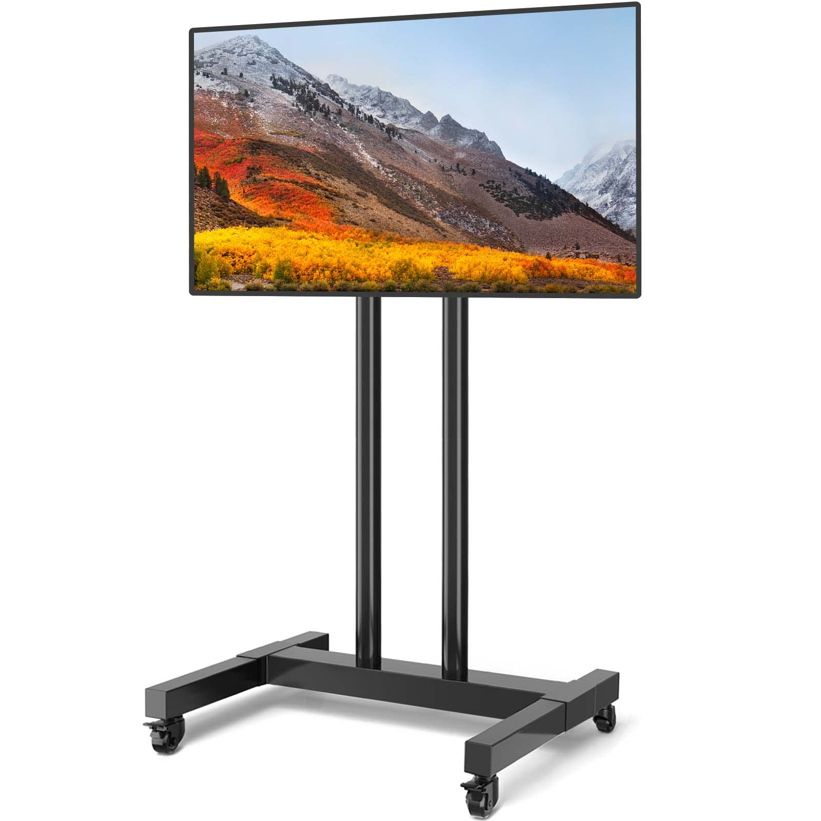 Adjustable Mobile TV Stand with Wheels for 32-75 Inch Flat & Curved TVs - Heavy Duty Rolling Cart Holds 99 lbs, Max VESA 600x400mm - Perfect for Living Room, Bedroom, Office or Classroom