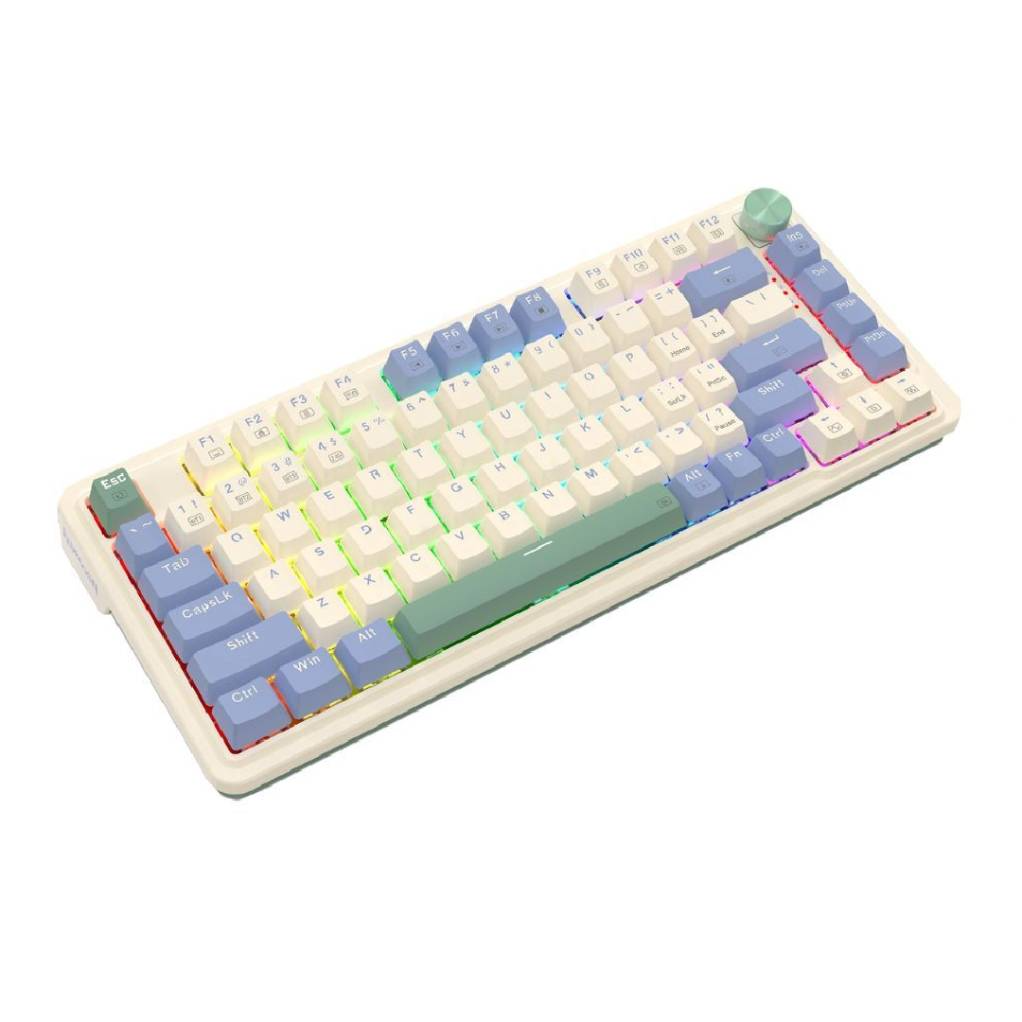 Redragon K673 RGB Gaming Keyboard - White & Sky Blue, Red Switches, English Layout - Perfect for PC Gaming & Esports