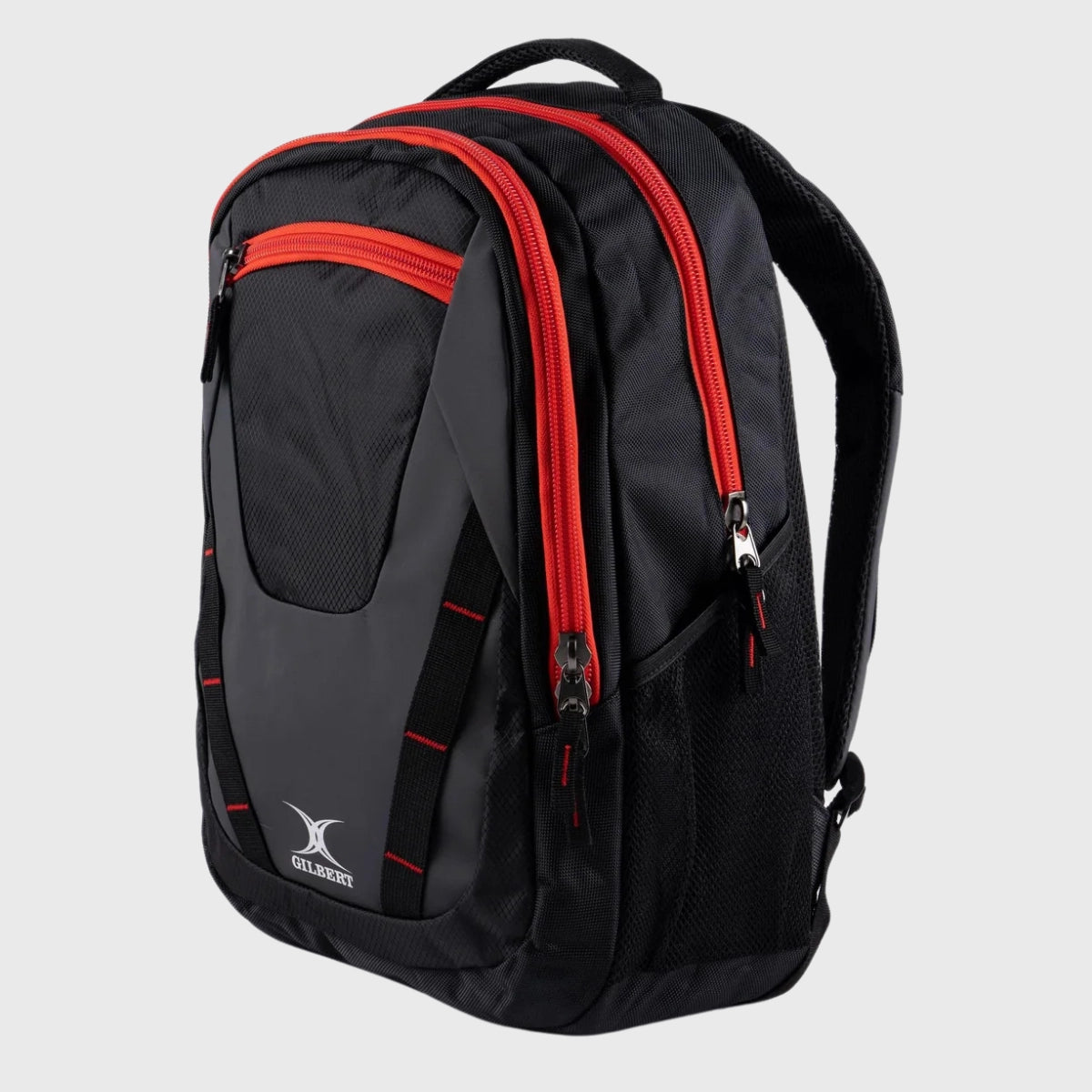 Gilbert Club V4 Rugby Backpack - Durable Sports Bag for Training & Matches - Black/Red - Perfect for Rugby Players, Coaches & Fans