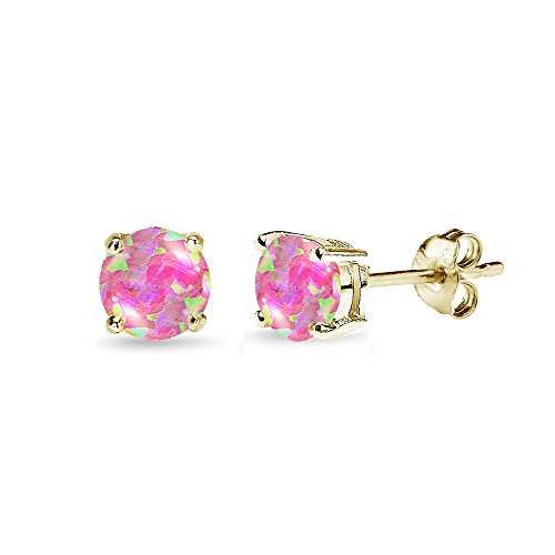 5mm Pink Opal - Gold Flash Silver