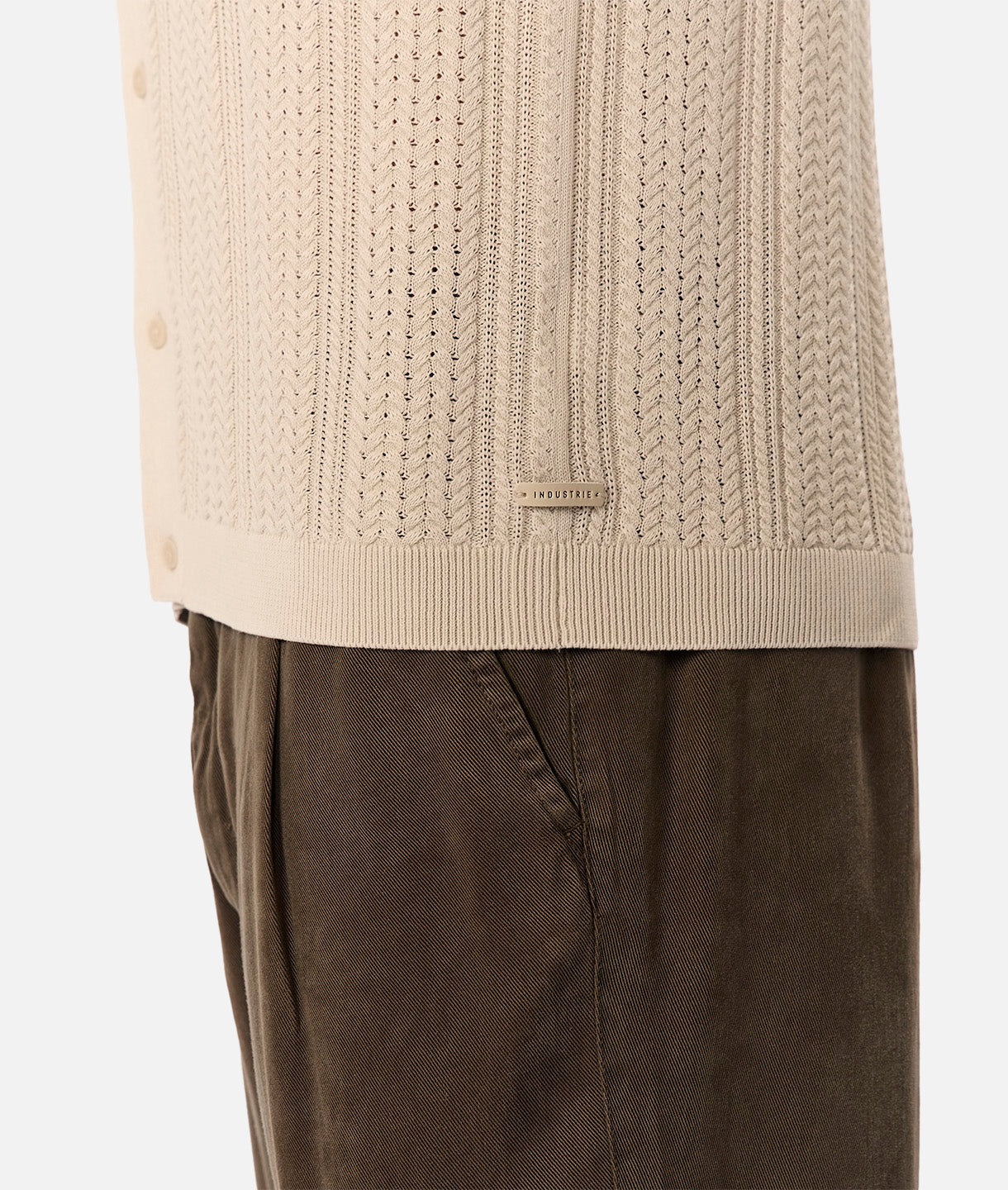 The Washed Alessio Short Sleeve Shirt in OD Stone - Casual Men's Button Down Shirt for Outdoor Activities & Everyday Wear