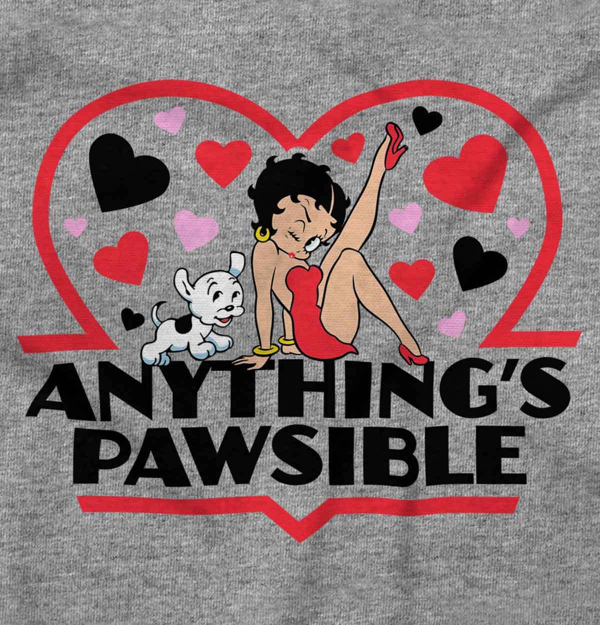 Betty Boop 'Anything's Possible' Pun Hoodie Sweatshirt for Women | Cute Cartoon Graphic Pullover | Casual Outfit & Lounge Wear