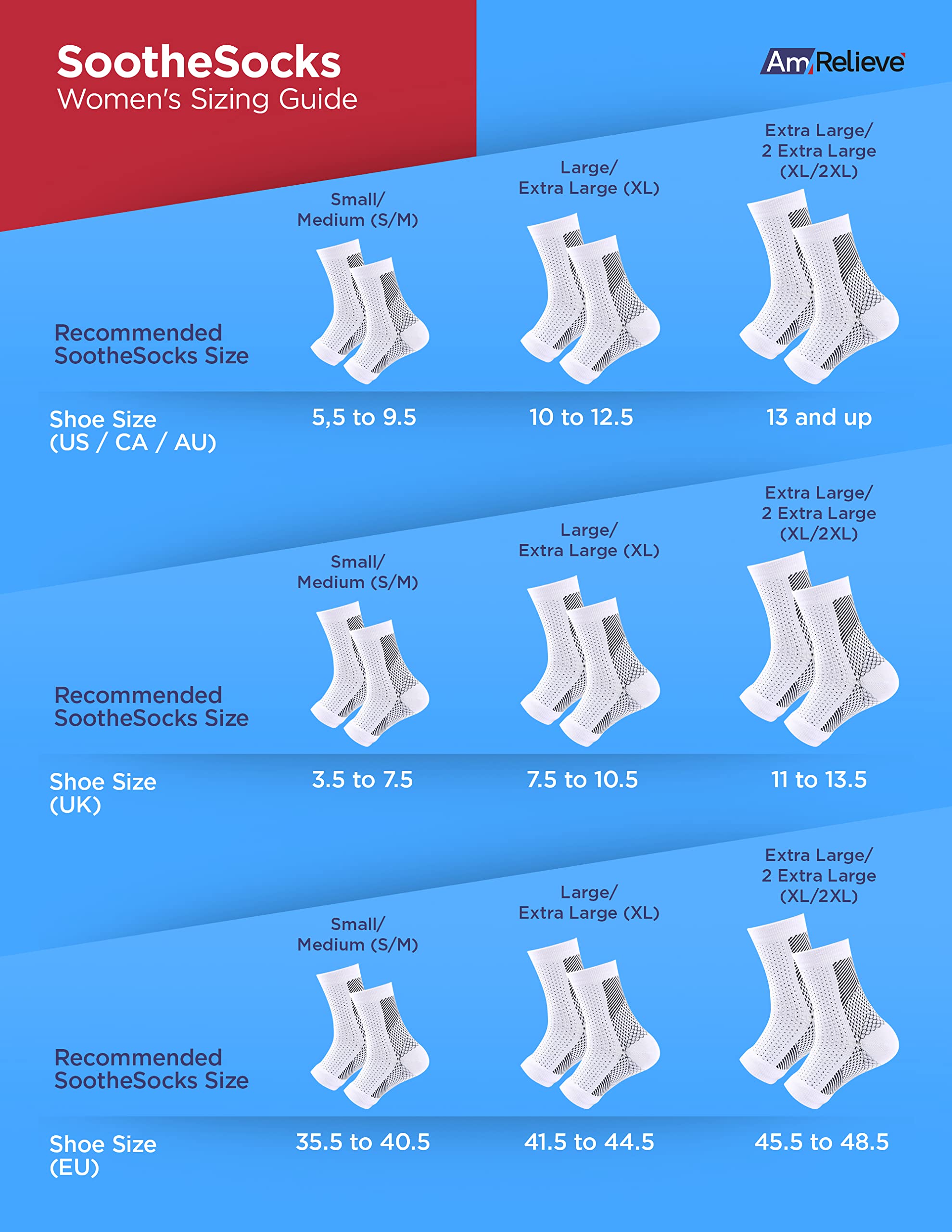 AmRelieve® Soothesocks Compression Socks for Women & Men - 15-20 mmHg Graduated Support, Breathable & Comfortable White Socks for Circulation, Travel, Nursing & Running