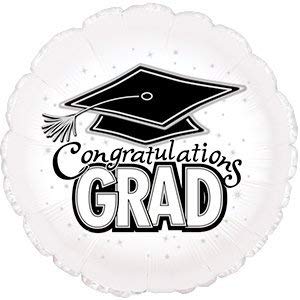 18 Inch PMU Congrats Grad Cap Mylar Balloon - Graduation Party Decorations (10 Pack, White) | Perfect for Graduation Ceremonies, Photo Backdrops & Celebration Decor