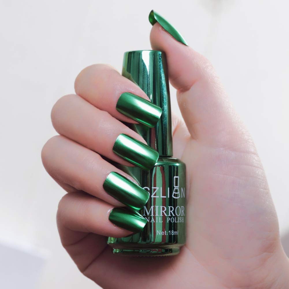 18ml Metallic Mirror Effect Nail Polish - Silver Glitter Long-Lasting Non-Peelable Nail Varnish for Manicure, Parties & Special Occasions