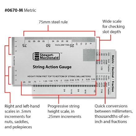 StewMac Electric Guitar Action Adjustment Kit - Metric String, Bridge, Saddle & Pickup Height Setup Tool | Perfect for Guitar Maintenance & Professional Setup