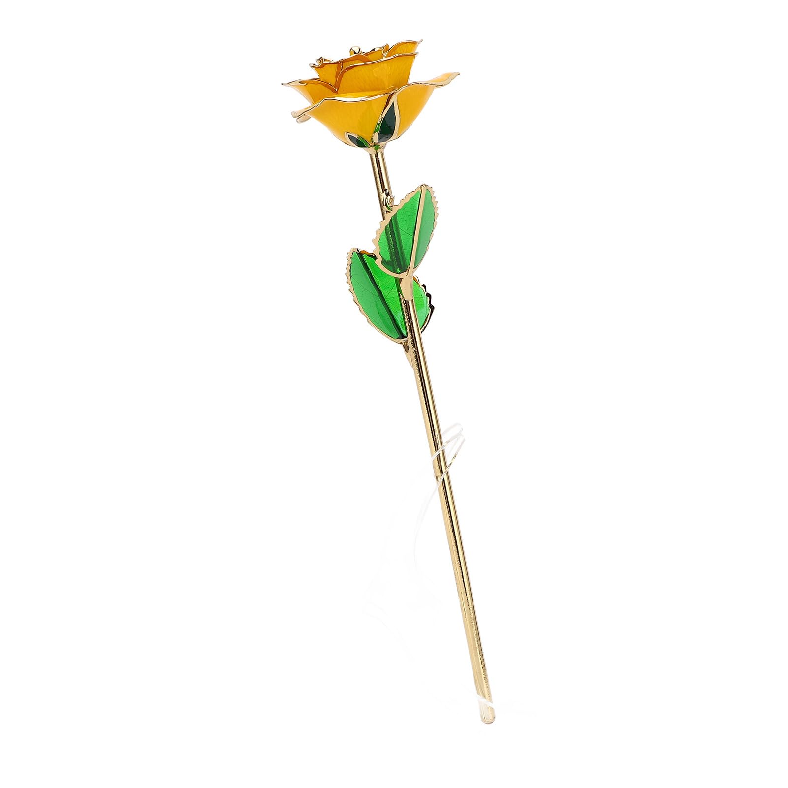 24K Gold Plated Preserved Rose in Yellow - Eternal Flower Gift for Wife, Girlfriend, Friend - Luxury Dipped Real Rose with Display Stand - Perfect for Anniversaries, Valentine's Day & Romantic Occasions