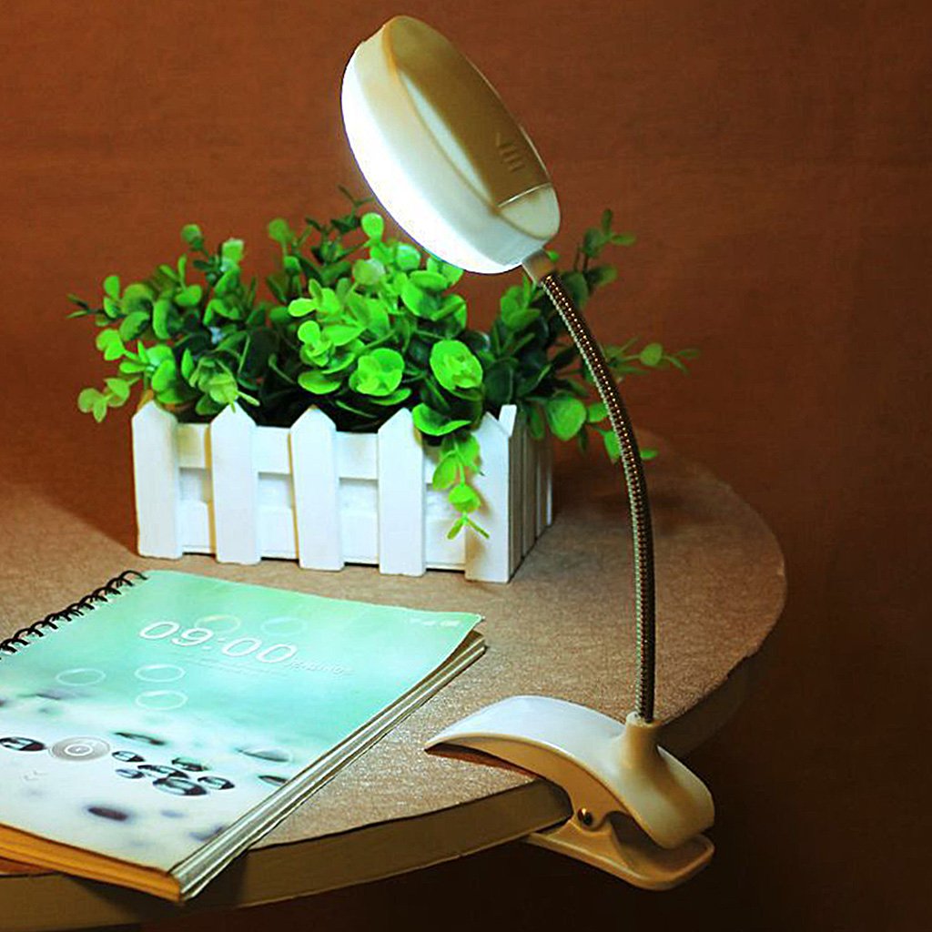 Flexible LED Clip-On Desk Lamp - Adjustable Brightness Reading Light for Study, Bedroom, Office & Laptop Workspace - White Task Lighting for Books, Computers & Nighttime Use