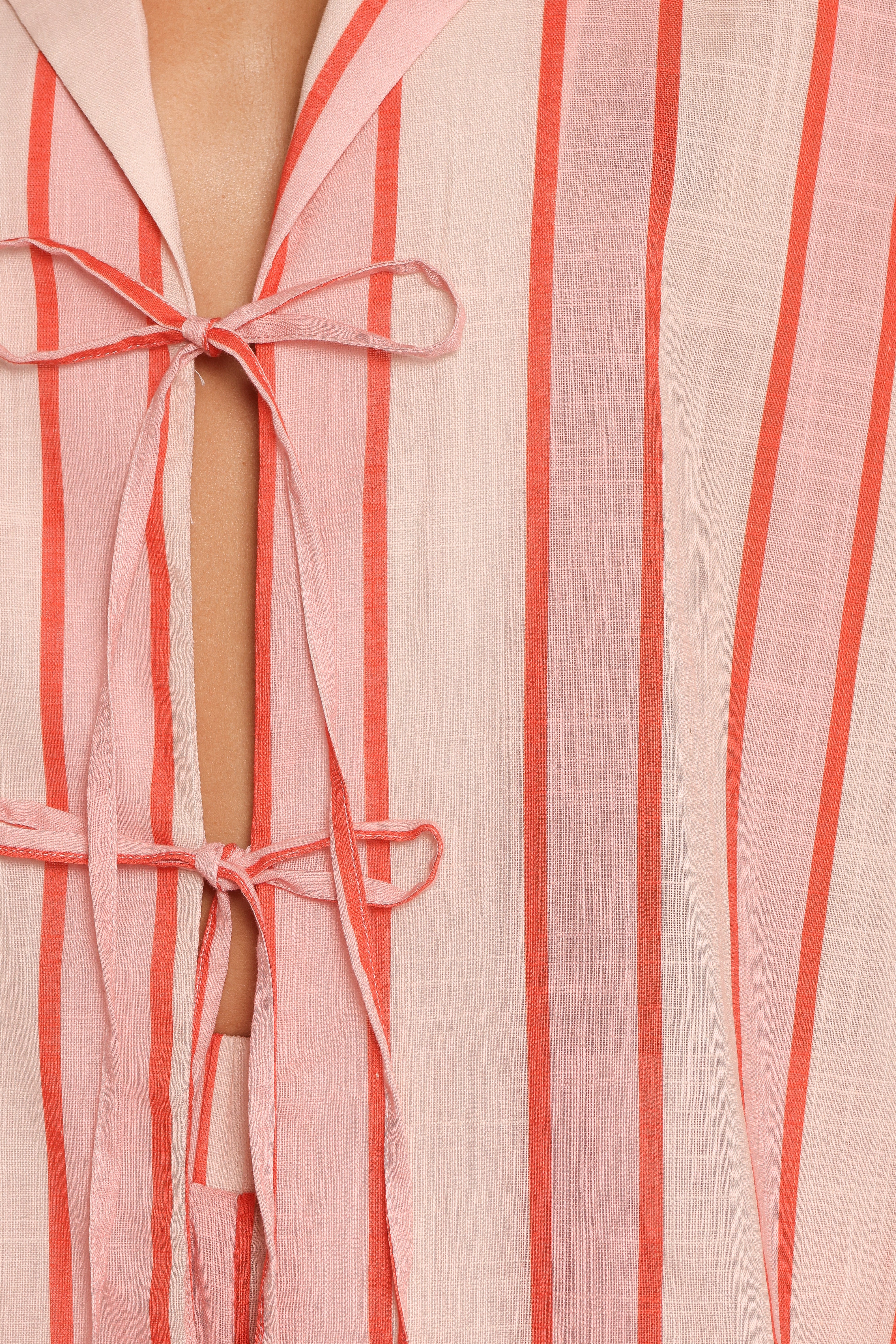 Aaliyah Tie Front Top - Pink Stripe Women's Fashion Blouse | Perfect for Casual Outings, Date Nights & Summer Wear