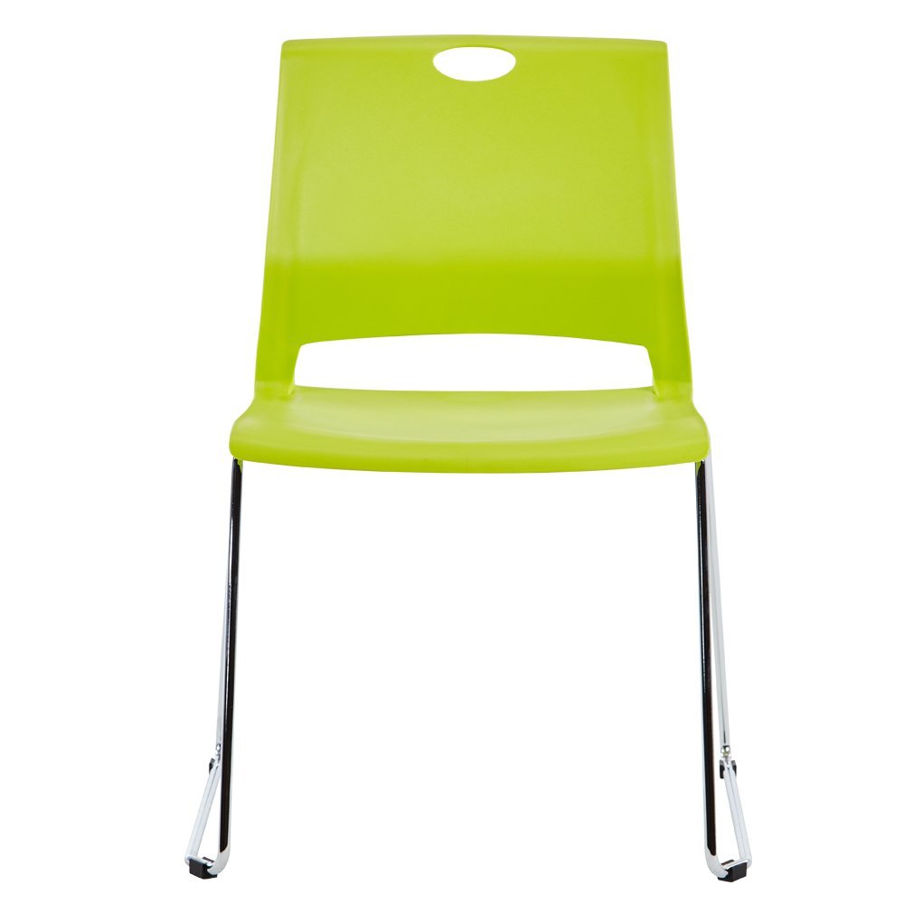4-Pack Green Stackable Chairs with Sled Base - Heavy Duty Waiting Room Chairs for Office, Conference, Library, Classroom | Perfect for Schools, Hospitals & Public Spaces