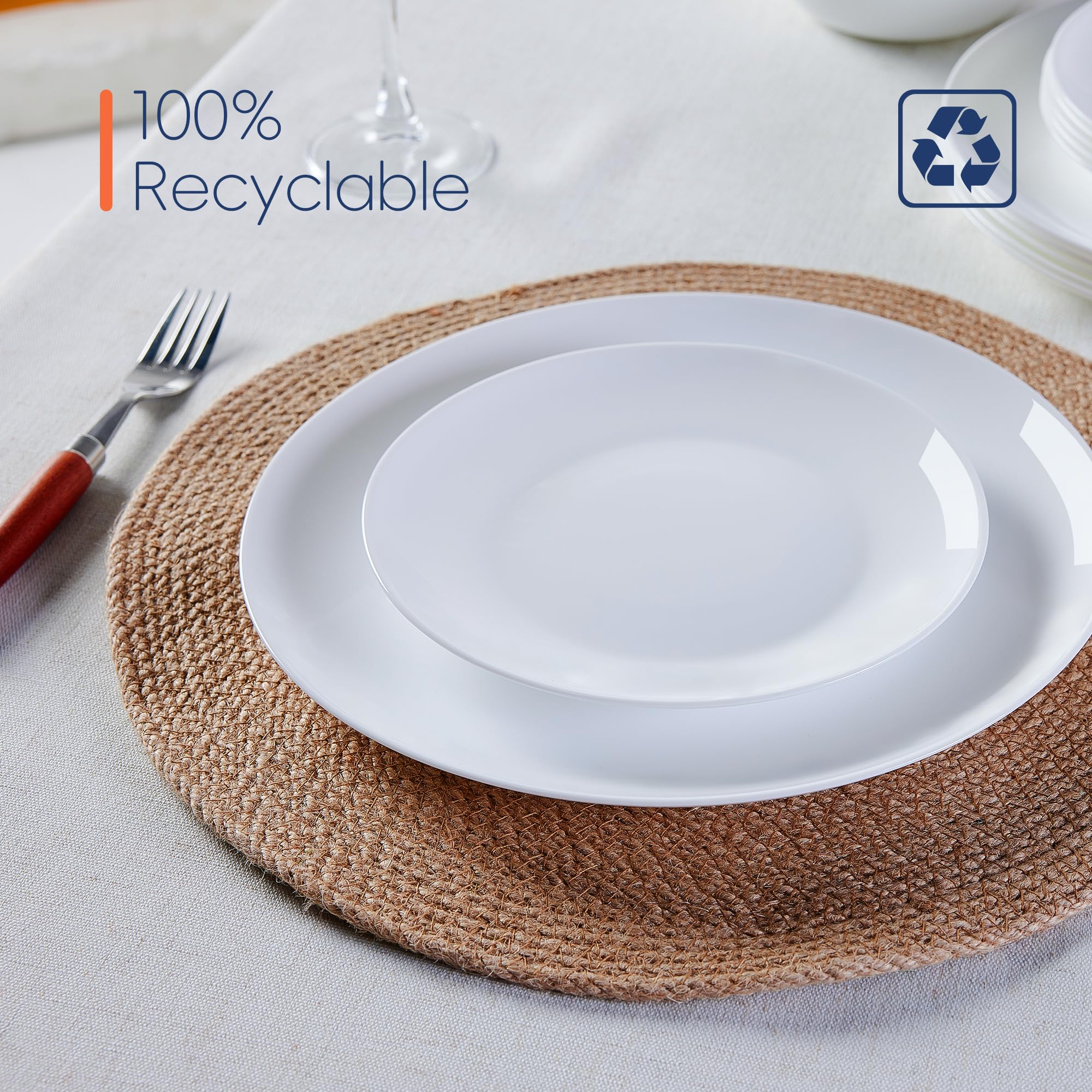 7.5 Inch White Opal Glass Salad Appetizer Plates - Set of 6, Lightweight Round Dessert Plates, Microwave & Dishwasher Safe - Perfect for Dinner Parties, Kitchen Decor & Holiday Entertaining