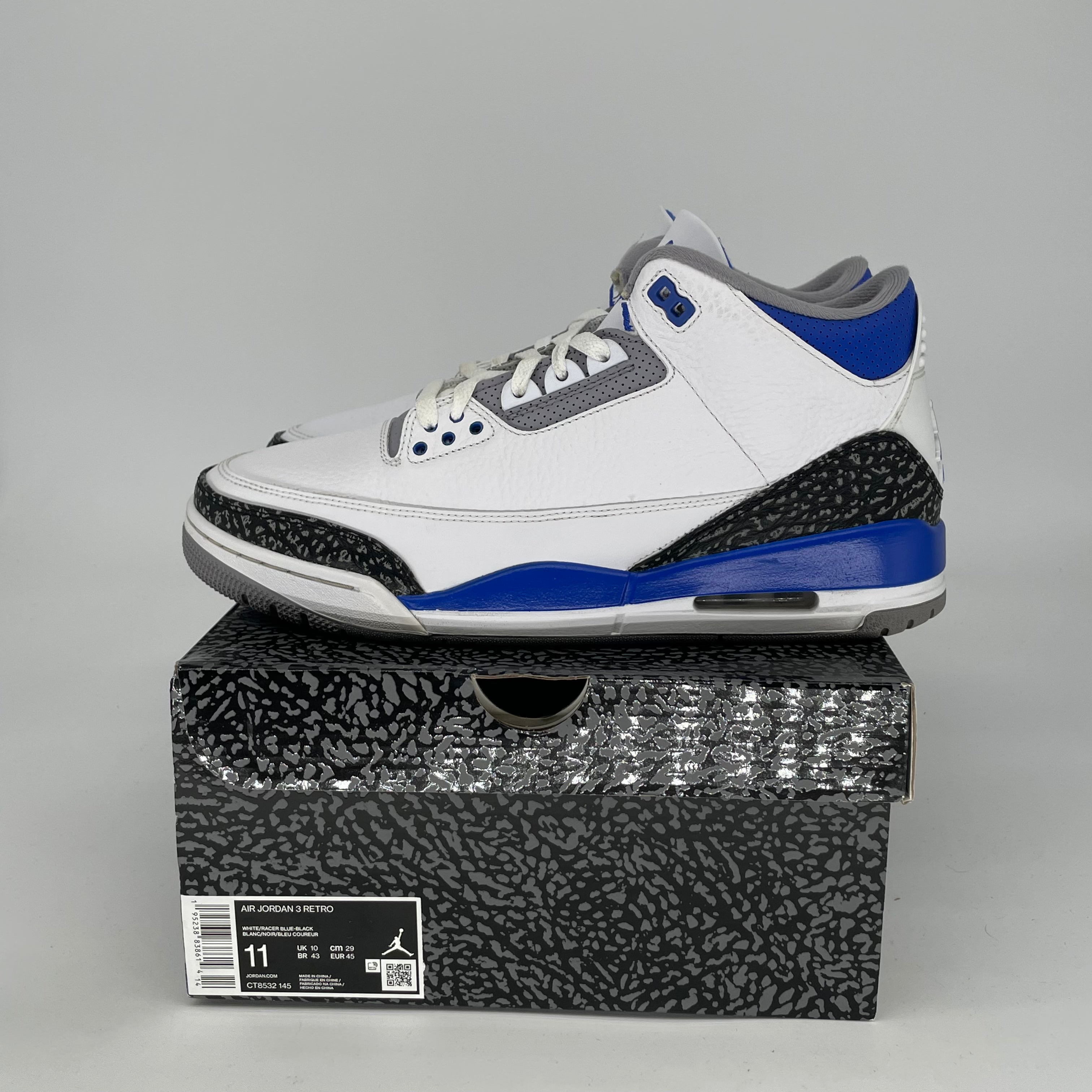 AIR JORDAN 3 RACER BLUE Men's Basketball Shoes - Size 11 & 12.5W (CT8532-145) - Retro Sneakers for Streetwear & Sports Performance