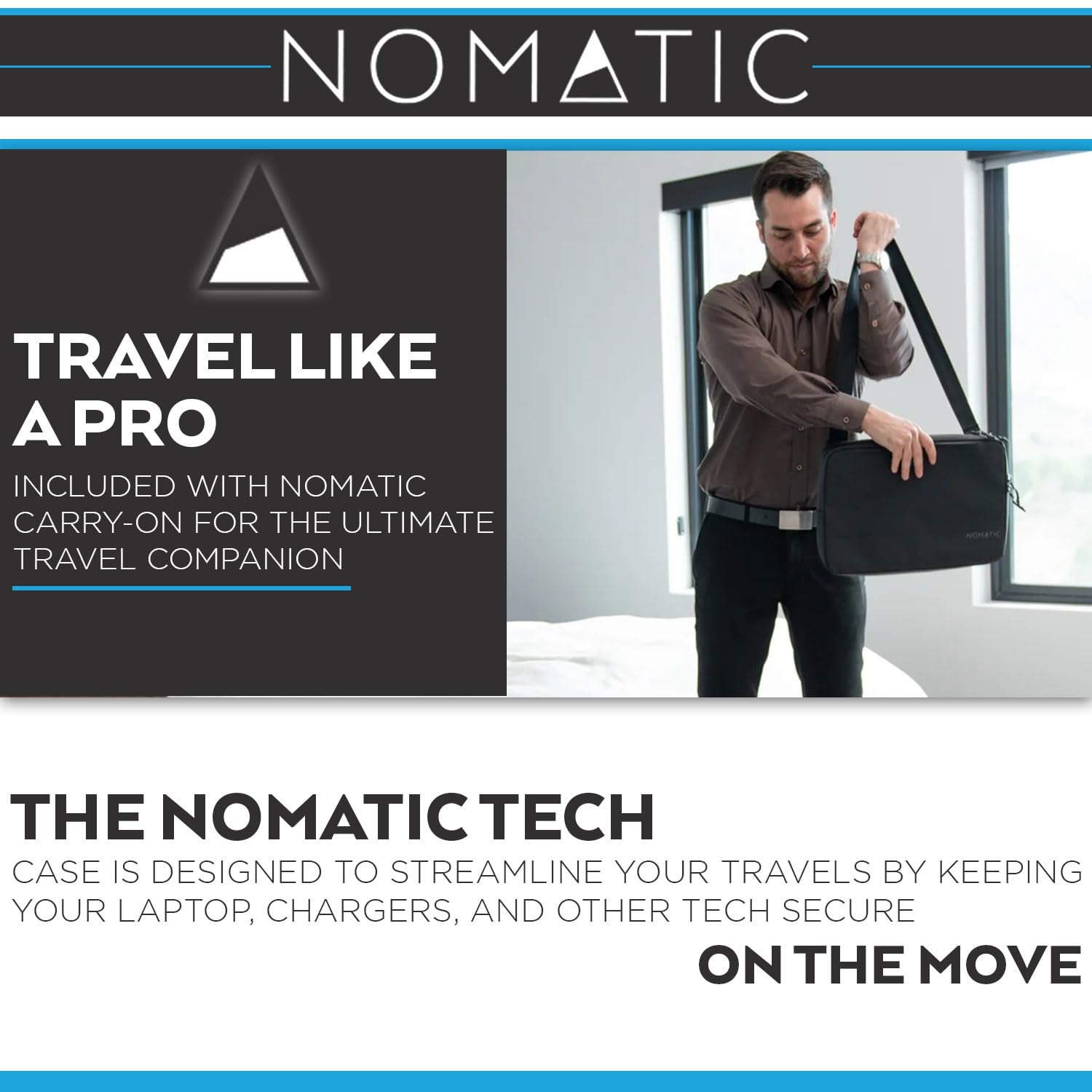 NOMATIC Tech Case - Waterproof Laptop Bag for MacBook Air, iPad Pro & Chromebook with Charger Storage | Perfect for Business Travel, Commuting & College Use