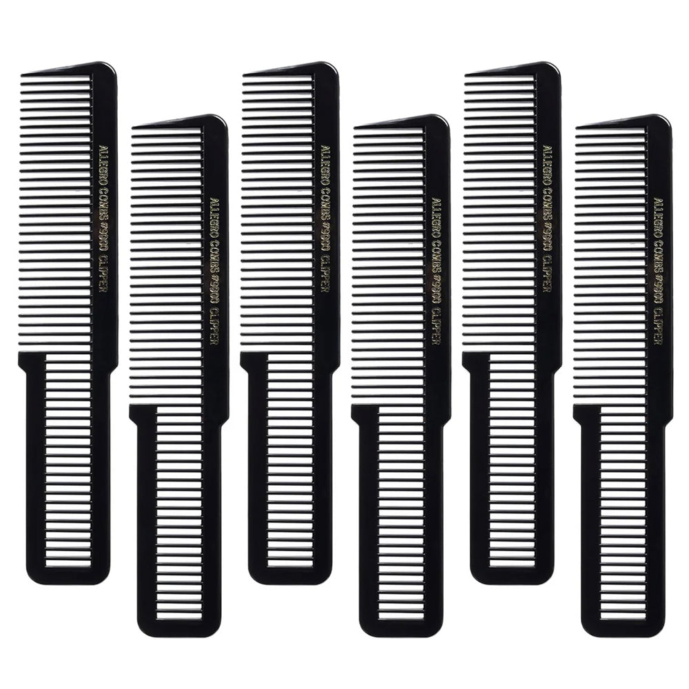 Allegro Combs #9000 Professional Hair Clipper Combs - 6-Piece Set for Blending, Flat Top, and Fading | Perfect for Barbers, Stylists & Home Haircuts