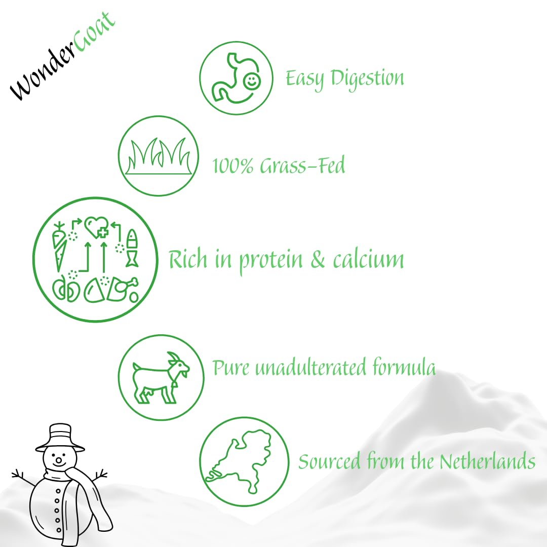 Organic Goat Milk Powder from Netherlands - 100% Grass Fed, Non-GMO, Gluten Free | Rich in Protein, Calcium, Probiotics & Vitamins | Easy to Digest for Adults & Kids | Perfect for Smoothies, Baking & Healthy Nutrition