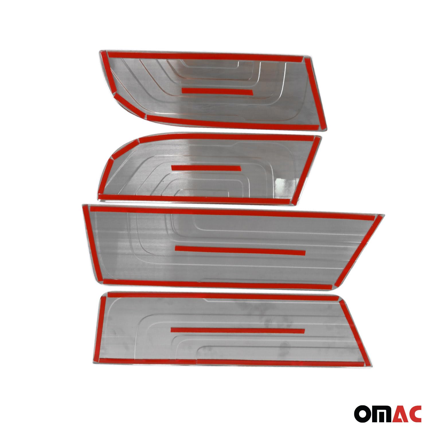 OMAC Stainless Steel Door Sill Scuff Plate Scratch Protector for Mercedes Sprinter W907 W910 (2019-2025) - Glossy Black Finish - Interior Car Accessories for Vehicle Protection & Style Enhancement