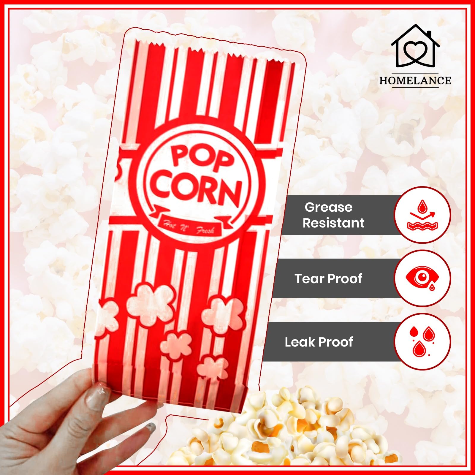 800 Pack 1 oz Popcorn Bags Bulk - Small Individual Serving Bags for Popcorn Machine, Movie Nights, Parties & Carnivals - Perfect for Home Theater, School Events & Concession Stands