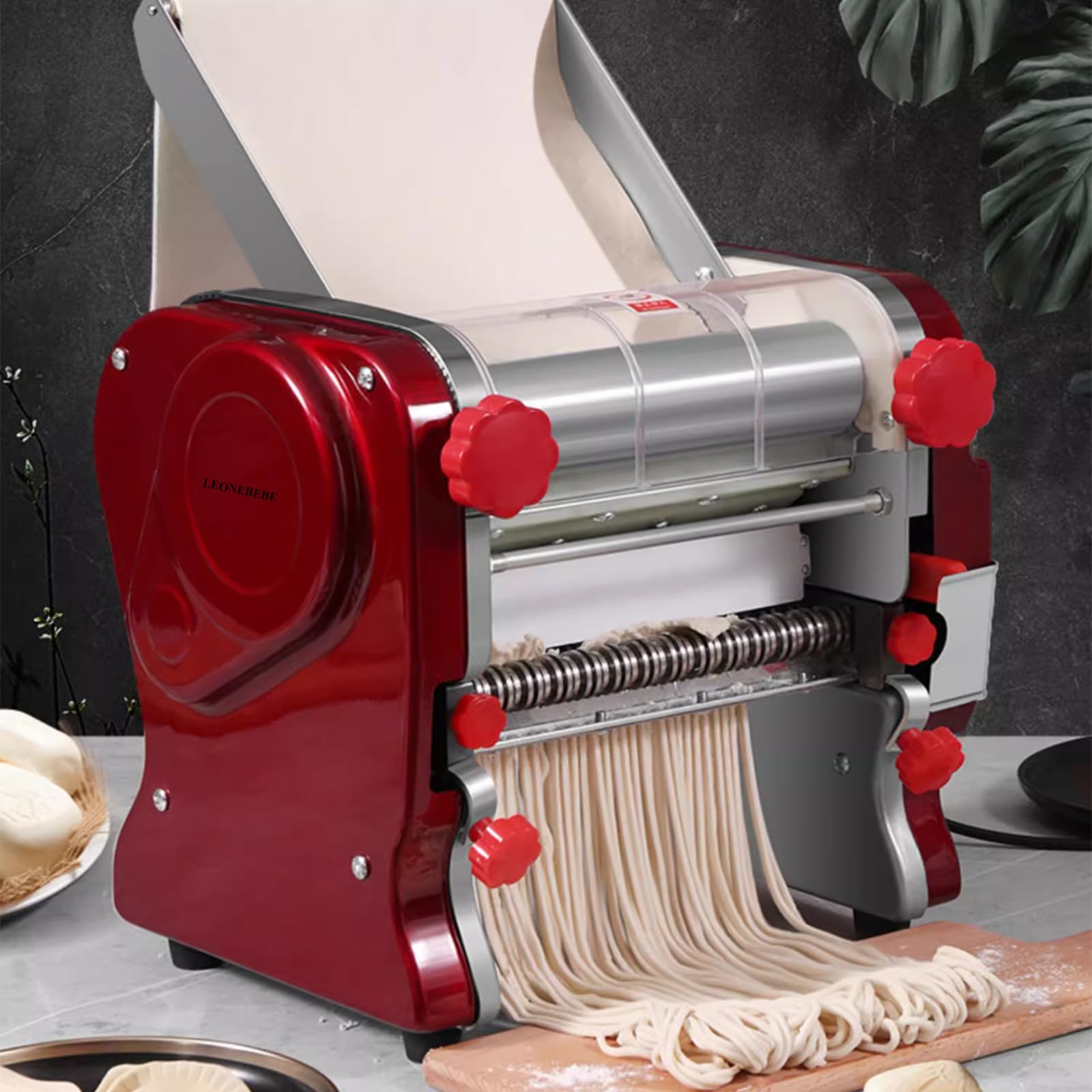 550W Commercial Electric Pasta Maker Machine - Heavy Duty Stainless Steel Noodle Maker with 3mm & 9mm Blades, Adjustable 0.3-5mm Thickness, Dough Press & Cut Function, 110V for Home Kitchen & Restaurant Use - Perfect for Making Fresh Pasta, Lasagna, Fettuccine & Ravioli Dough