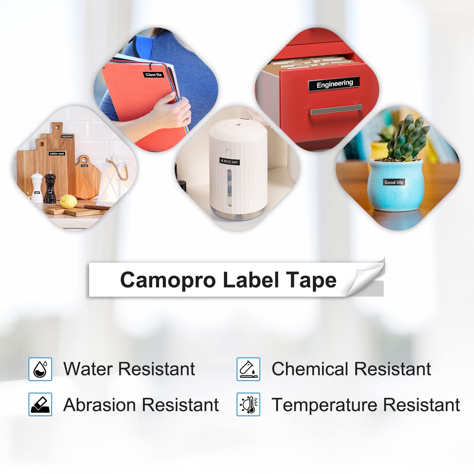 Dymo Label Maker Refills LT-335 Compatible Tape - 5 Pack White on Black Self-Adhesive Plastic LT Tape for DYMO LetraTag Plus LT-100T LT-100H QX50 - Perfect for Office Organization, Shipping Labels & Craft Projects