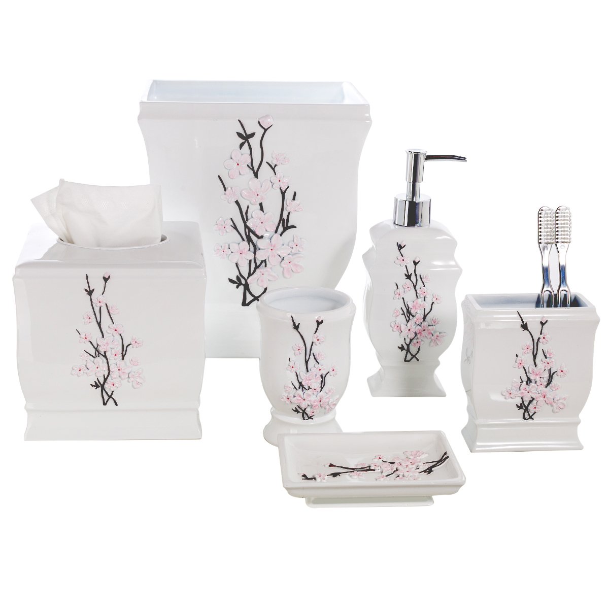 Creative Scents Vanda White Decorative Trash Can - Elegant Waste Basket for Bathroom, Bedroom & Living Room - Durable Small Garbage Bin for Home Decor | Perfect for Powder Rooms, Offices & Guest Rooms
