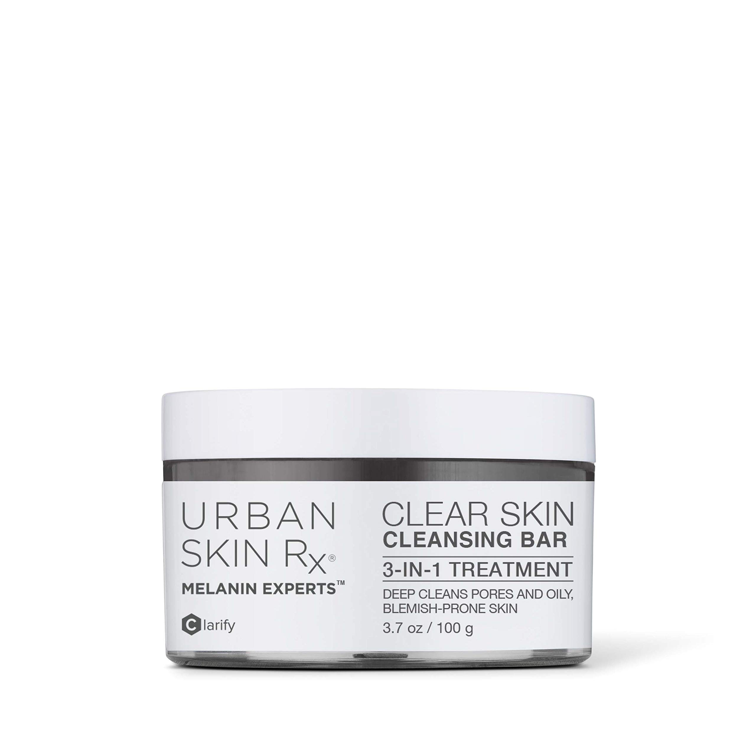 Urban Skin Rx Clear Skin Cleansing Bar - 3-in-1 Daily Face Wash with Salicylic Acid, Eucalyptus & Sulfur | Exfoliating Cleanser & Mask for Oily, Acne-Prone Skin | Removes Excess Oil & Improves Blemishes | 3.7 Oz | Perfect for Morning & Night Skincare Routine
