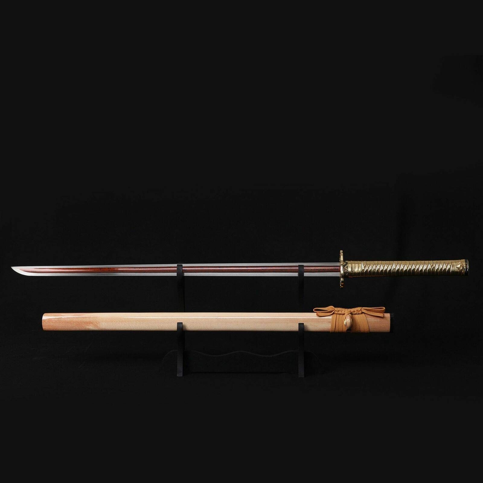 Handmade Japanese Ninjato Sword - Double-Edged Gold Blade, Authentic Ninja & Samurai Sword for Cosplay, Martial Arts & Collectors