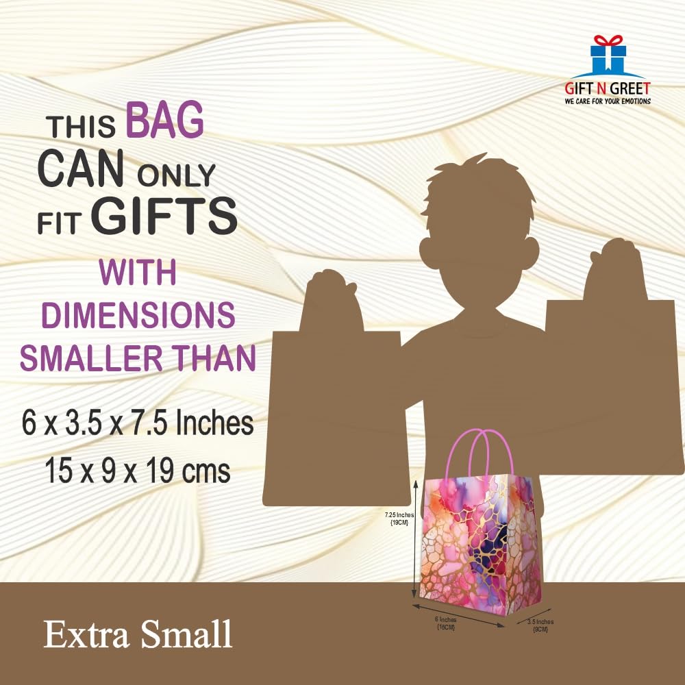 Premium Matte Marble Party Favor Bags - 15x9x19cm Small Gift Bags for Weddings, Birthdays & Holidays (Pack of 5) | Elegant Party Decor & Present Wrapping Solution