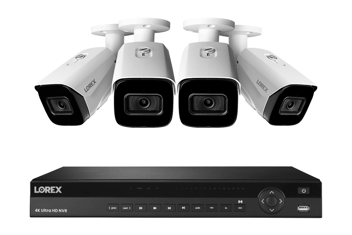 Lorex 4K 16-Channel Wired NVR Security System with 4TB HDD & 3 Smart IP Bullet Cameras - Night Vision, Audio Recording, 30FPS - Ideal for Home & Business Surveillance