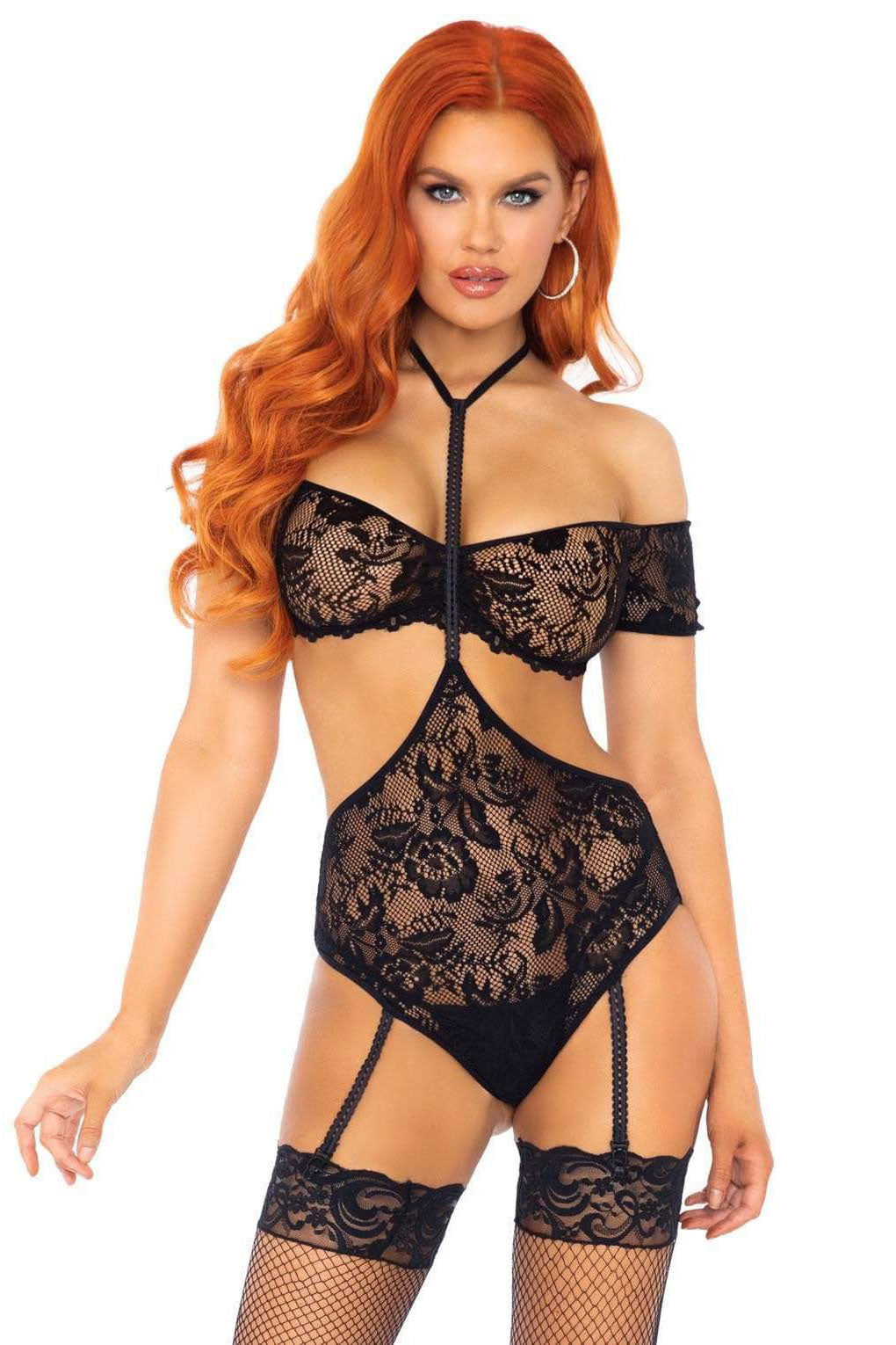 Lace Bandeau Bralette & Garter Teddy Set - Sexy Lingerie for Women - Comfortable Stretch Lace Underwear - Perfect for Valentine's Day, Bridal Shower, or Romantic Nights