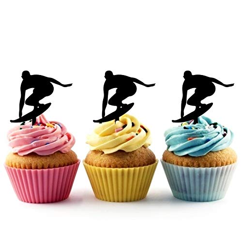 Wave Surfer Male Silhouette Acrylic Cupcake Toppers - 10pcs for Wedding, Birthday & Party Decorations - Perfect for Beach Themed Events, Baby Showers and Summer Celebrations
