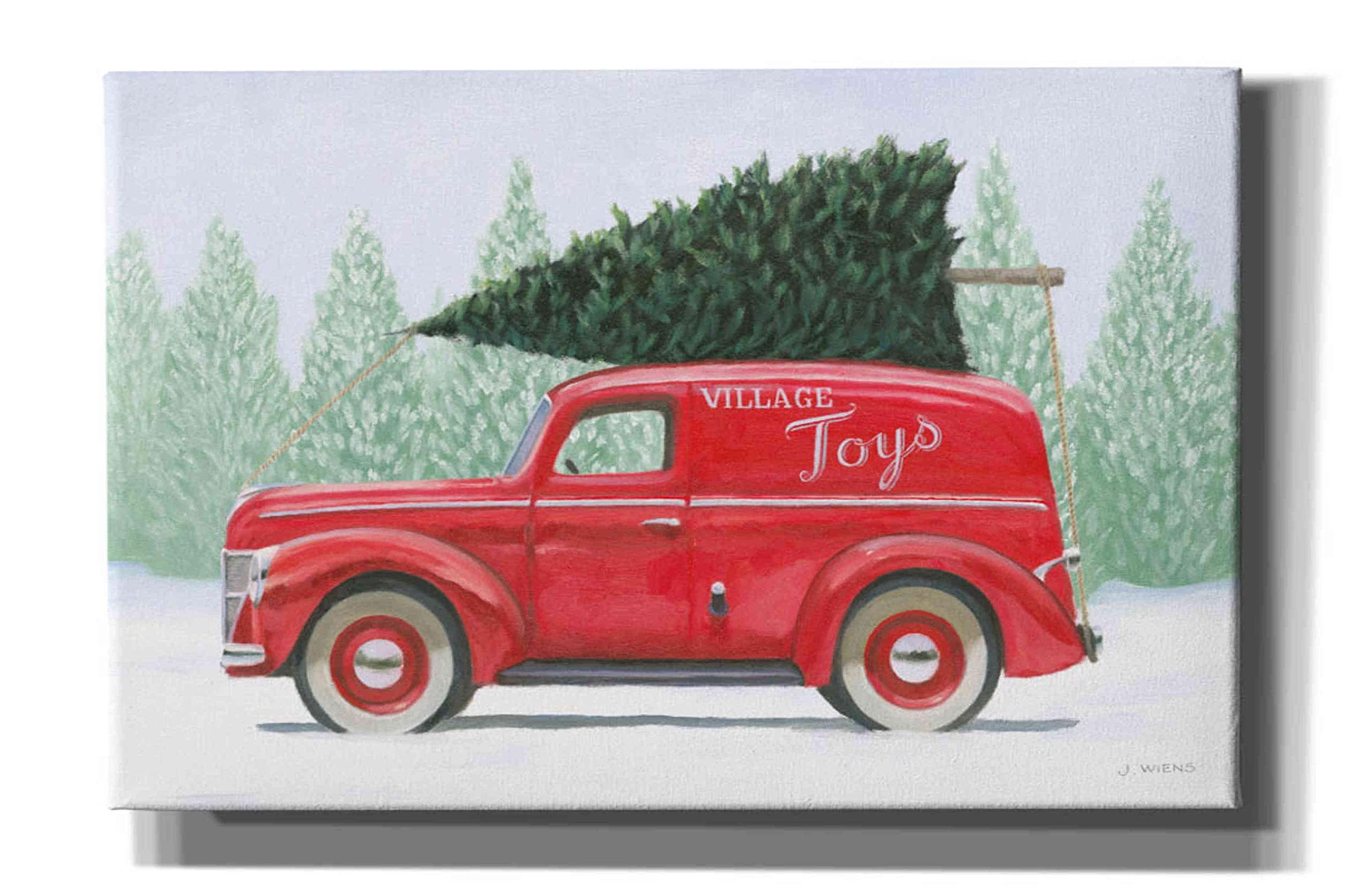 Epic Graffiti 'Christmas Farm II' by James Wiens - 40x26 Inch Canvas Wall Art Painting, Modern Home Decor for Living Room, Bedroom & Office