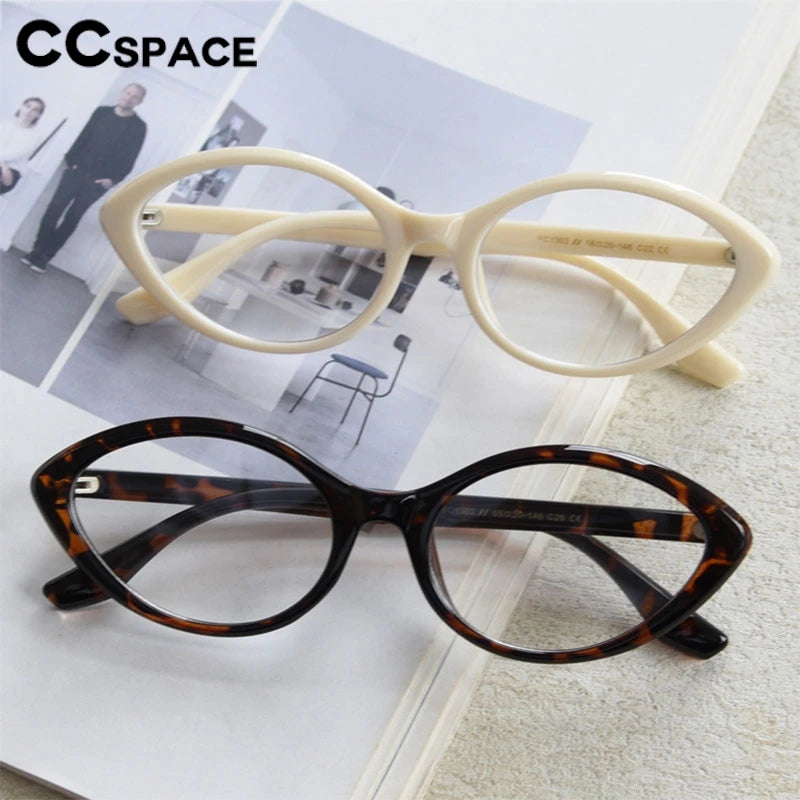 CCspace Women's Full Rim Oval Cat Eye Titanium Eyeglasses Frame - Lightweight TR90 Material for All-Day Comfort, Fashionable Eyewear for Work & Social Events
