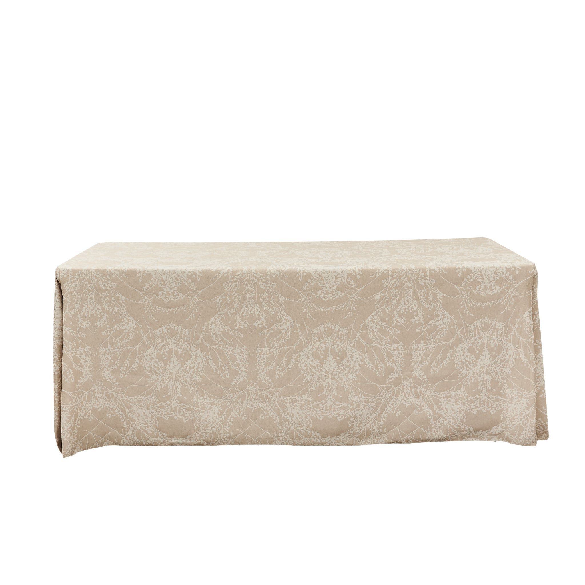 Reversible Jacquard Tablecloth 90x156 Inches Rectangle - Elegant Champagne Color for Dining Room, Wedding, Party & Holiday Decor