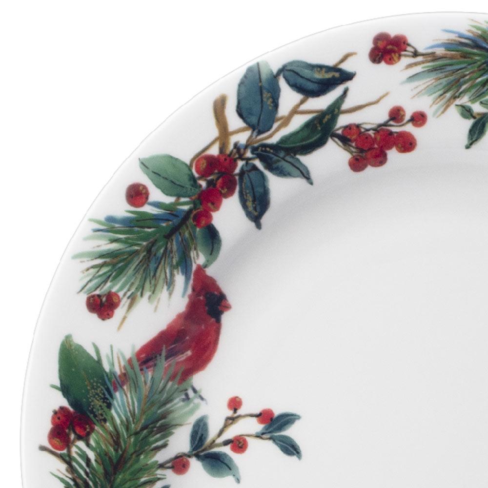 24-Piece Winter Cardinal Dinnerware Set - Service for 6, Elegant Tableware for Holiday Dinners & Family Gatherings
