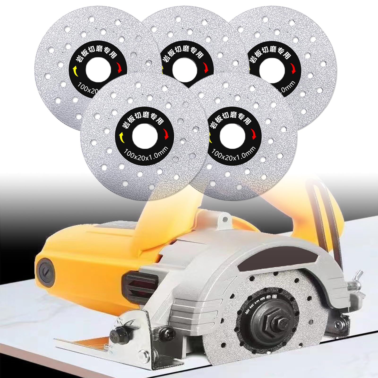 4-Inch Diamond Grinding Disc for Stone, Ceramic Tile & Rock Slab - 5-Piece Porous Widened Cutting Blade Set for Angle Grinder - Perfect for DIY Home Renovation, Tile Installation & Masonry Work
