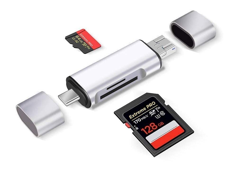 3-in-1 USB 3.0 & USB C Card Reader - High Speed SD/Micro SD/SDXC/SDHC/Micro SDXC Memory Card Adapter for MacBook, PC, Laptop, Tablet & Smartphone - Perfect for Photography, Data Transfer & File Backup