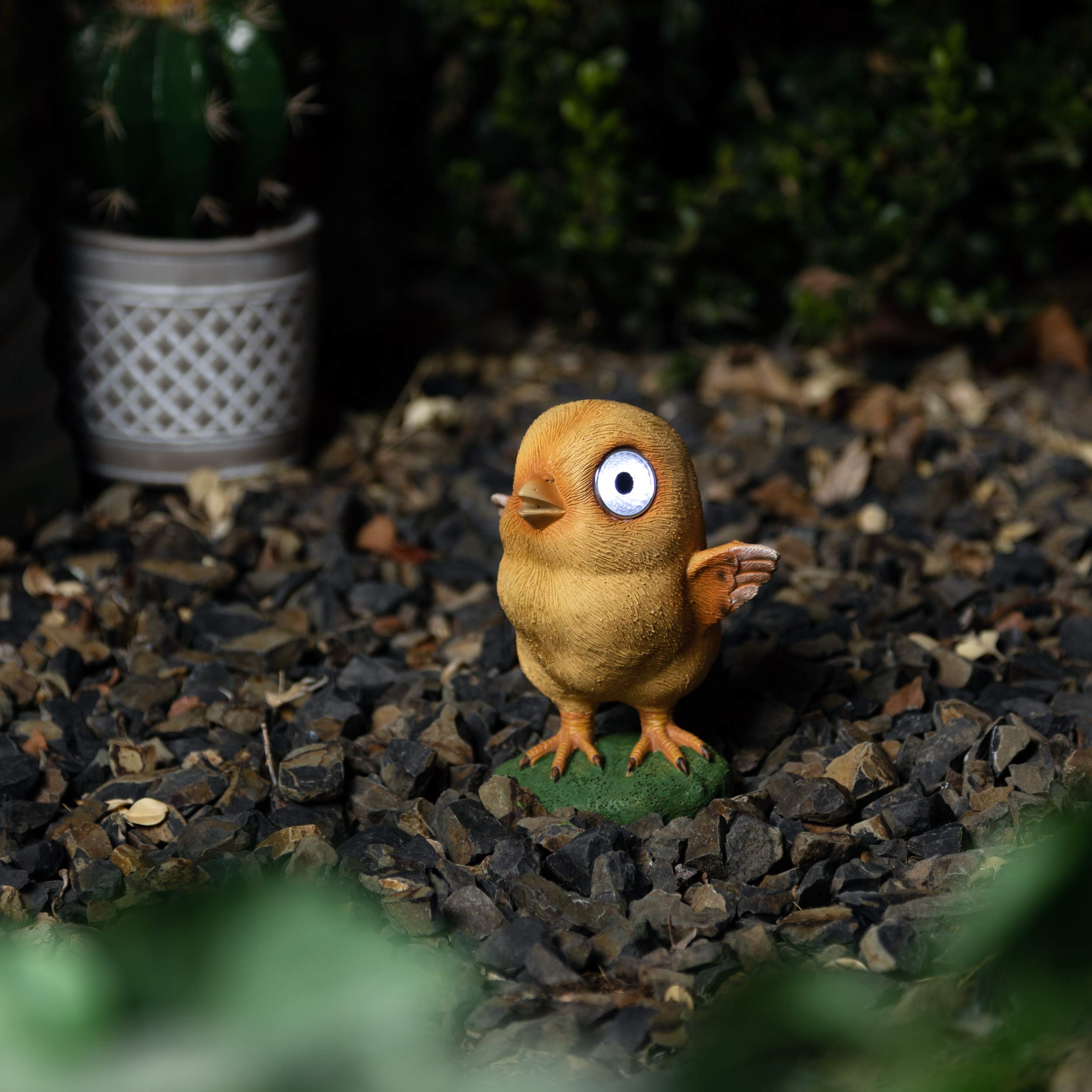 Solar Powered Garden Baby Chick Decorations (Set of 2) - Weatherproof LED Outdoor Yard Ornaments for Lawn, Patio, Balcony & Deck - Cute Solar Lights for Home Garden Decor - Perfect Housewarming Gift & Spring Easter Decoration