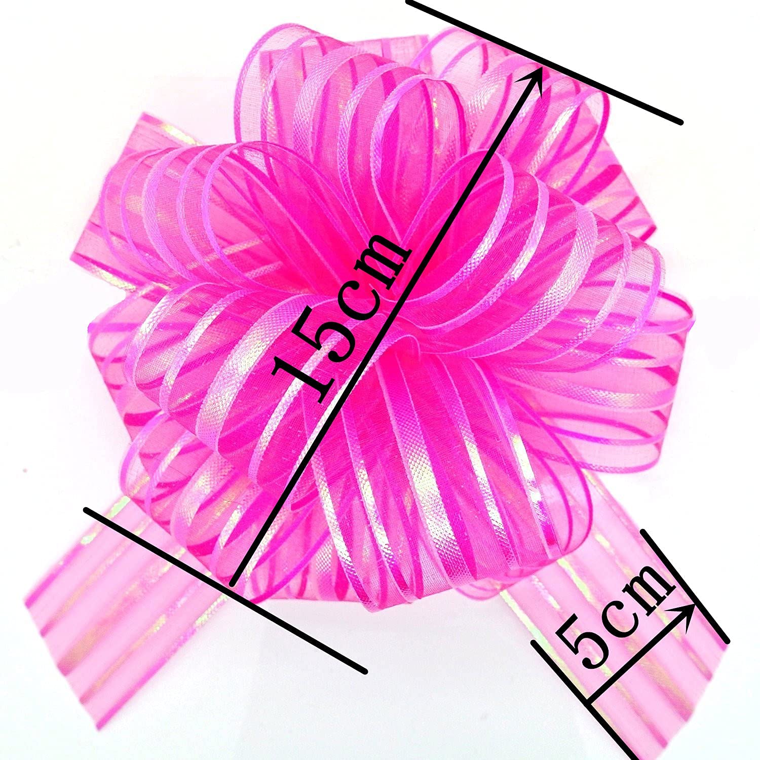 FQTANJU 6-Inch Large Organza Pull Bows - 10-Piece Rose Red Gift Wrapping Ribbon Bows for Wedding Presents, Party Decorations & Gift Basket Embellishments