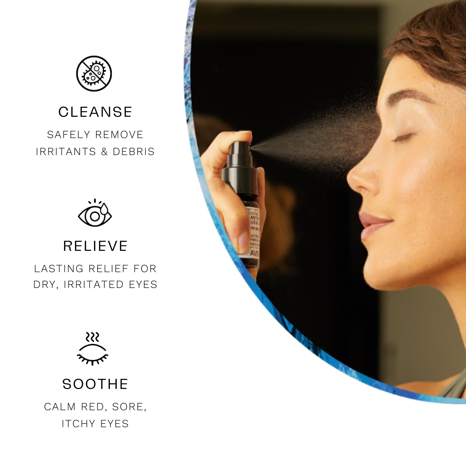 Avenova Hypochlorous Acid Eyelid & Eyelash Cleanser Spray - 20mL (0.68oz) | Gentle Daily Eye Wash for Irritation, Dry Eyes & Blepharitis | Perfect for Contact Lens Wearers & Post-Eyelash Extension Care