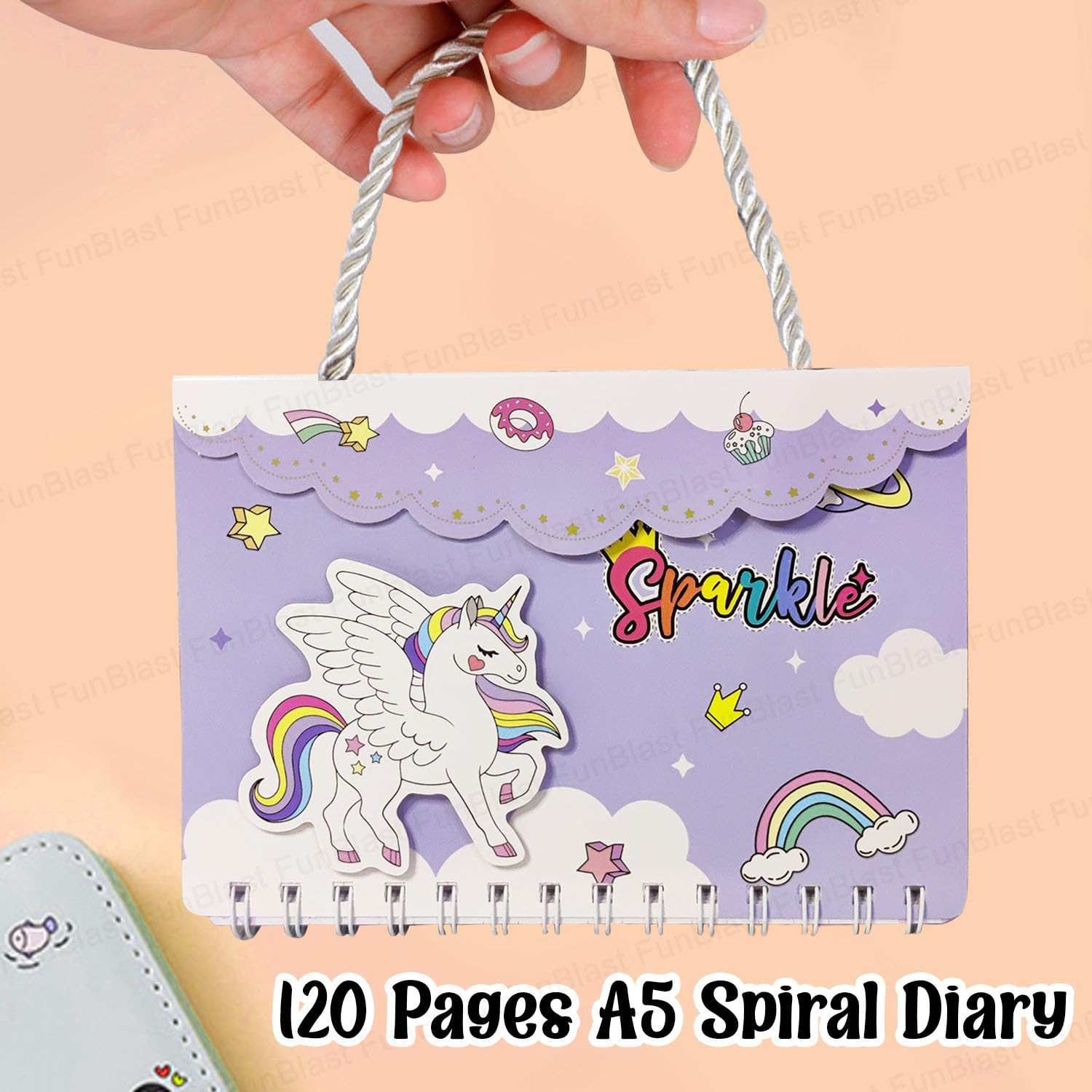 FunBlast Unicorn Spiral Notebook for Girls - A5 Ruled Journal with 120 Pages, Cute Spiral Bound Diary for Kids, Perfect School Supplies & Birthday Gift for Girls - Great for Note Taking, Journaling & Creative Writing in Classroom or Home