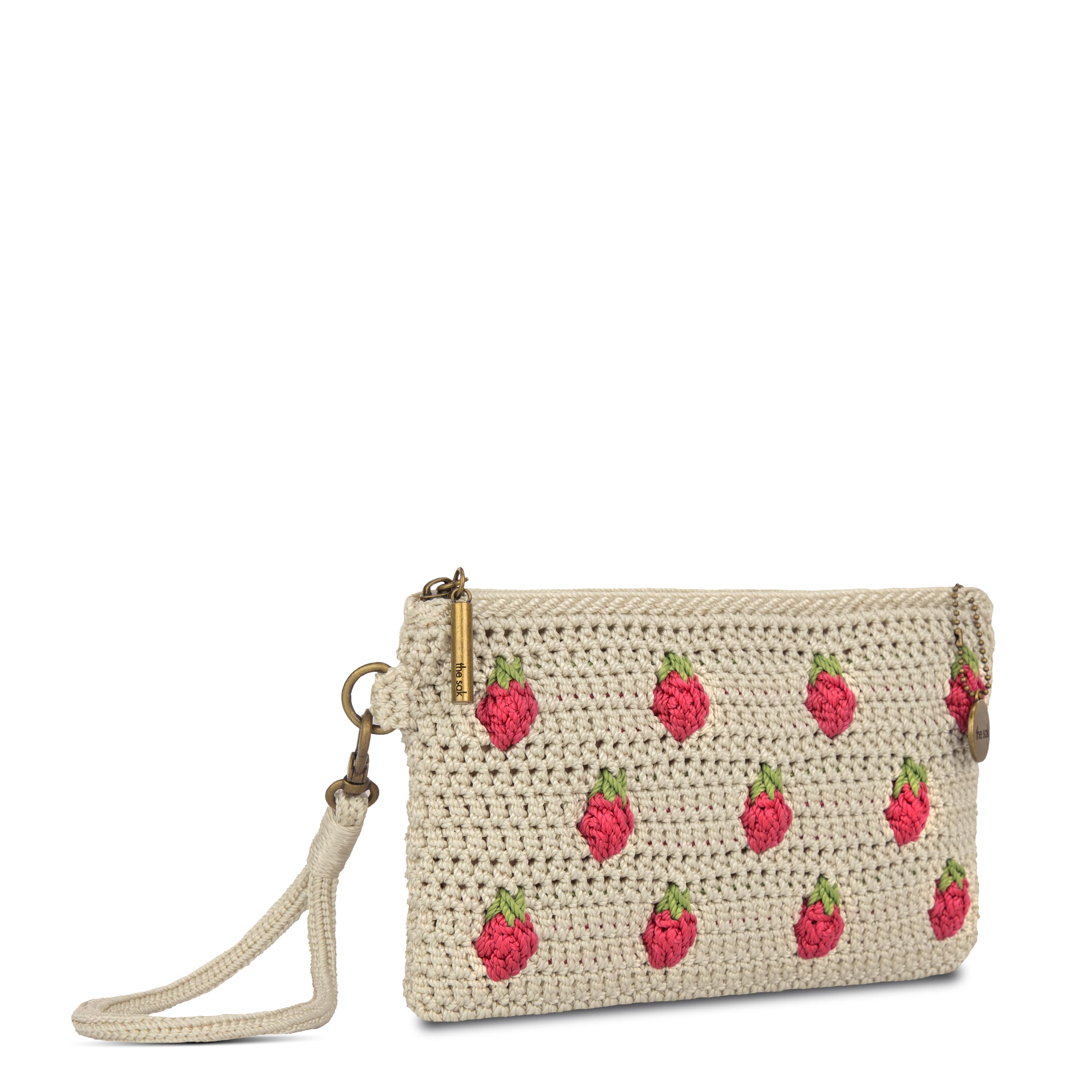 Handmade Crochet Strawberry Wristlet - Natural Fiber Fashion Accessory for Women | Perfect for Summer Outfits, Beach Trips, and Casual Wear