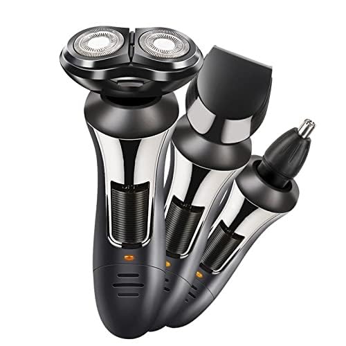 3-in-1 Electric Shaver for Bald Men - Waterproof USB Rechargeable Head Shaver with Nose Hair Trimmer & Triple Razor System - Perfect for Head Shaving, Beard Trimming & Grooming at Home or Travel