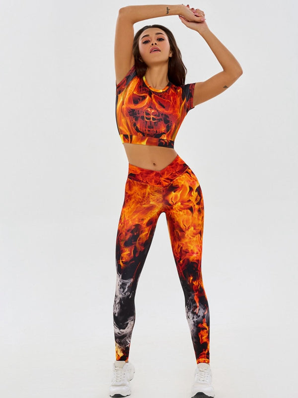 ZASUWA Women's Skeleton Print Tracksuit Set - Stylish Matching Hoodie & Joggers Outfit for Gym, Running & Streetwear Fashion