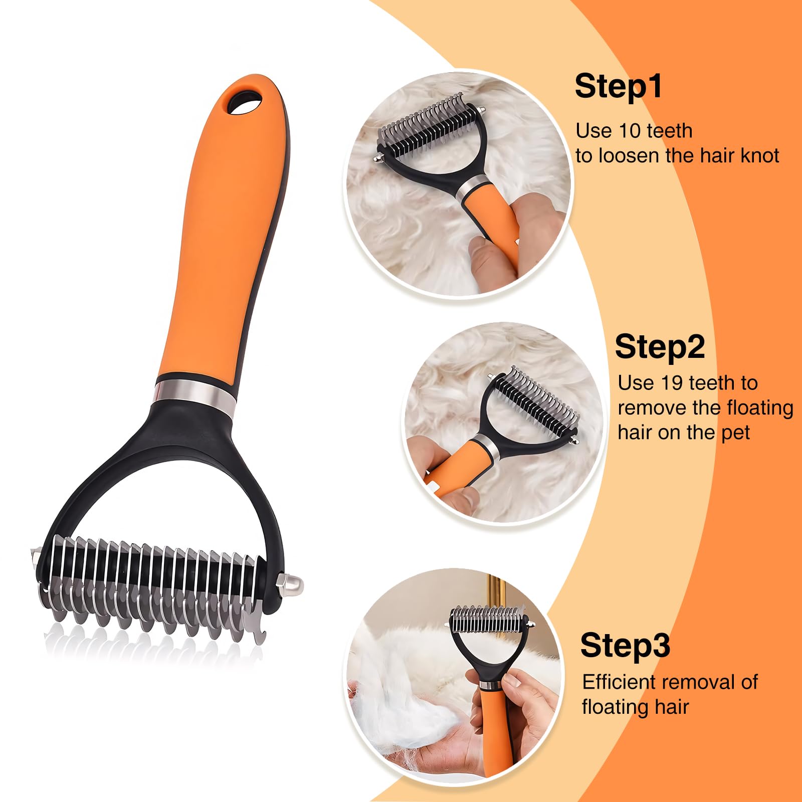 Best Dog Brush for Shedding Control - Gentle Deshedding Tool for Long Haired Dogs - Orange Pet Grooming Kit - Perfect for Daily Brushing & Coat Maintenance at Home