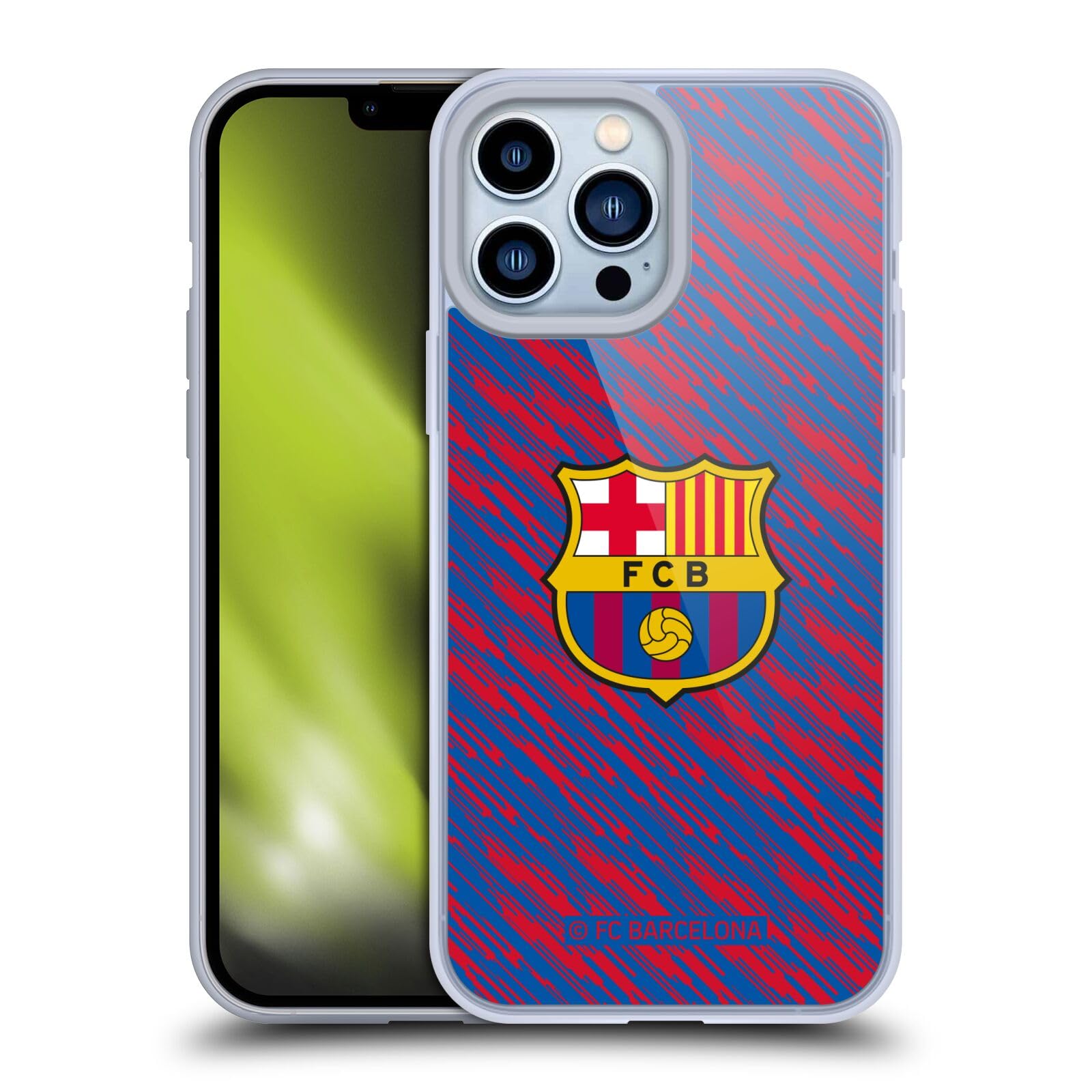 Official FC Barcelona Glitch Crest iPhone 13 Pro Max Case - Soft Gel Phone Cover with Licensed Team Design - Perfect for Soccer Fans, Game Days & Showcasing Team Pride
