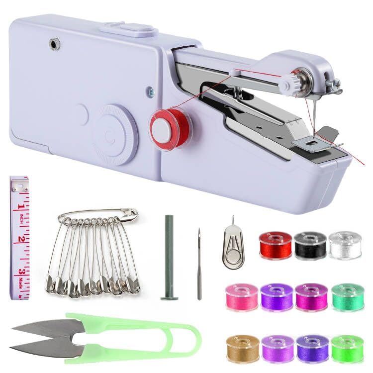 Portable Handheld Sewing Machine - Mini Rechargeable Cordless Stitch Tool for Quick Fabric Repairs, DIY Crafts & Emergency Clothing Fixes - Perfect for Travel, Home Use & On-the-Go Sewing (Batteries Not Included)
